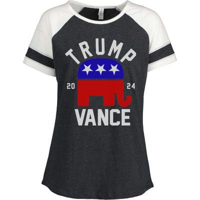 Trump Vance 2024 Republican Election Enza Ladies Jersey Colorblock Tee