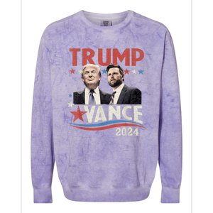 Trump Vance 2024 Retro Stripe Trump Jd Vance Colorblast Crewneck Sweatshirt