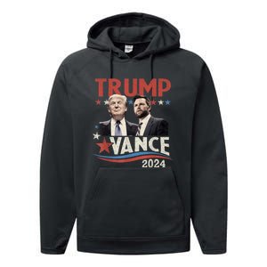 Trump Vance 2024 Retro Stripe Trump Jd Vance Performance Fleece Hoodie