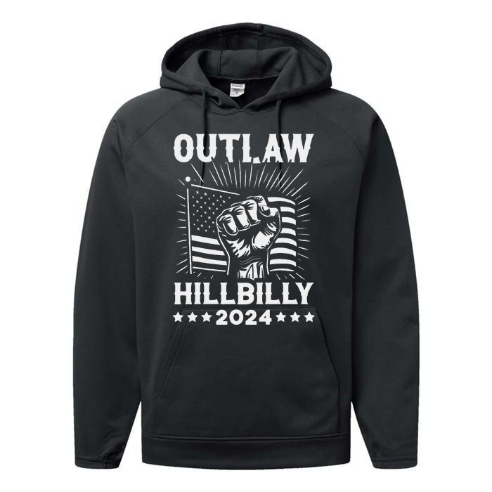 Trump Vance 2024 Donald Trump J.D. Vance Outlaw Hillbilly Gift Performance Fleece Hoodie