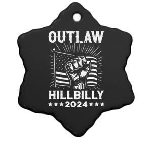 Trump Vance 2024 Donald Trump J.D. Vance Outlaw Hillbilly Gift Ceramic Star Ornament