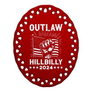 Trump Vance 2024 Donald Trump J.D. Vance Outlaw Hillbilly Gift Ceramic Oval Ornament