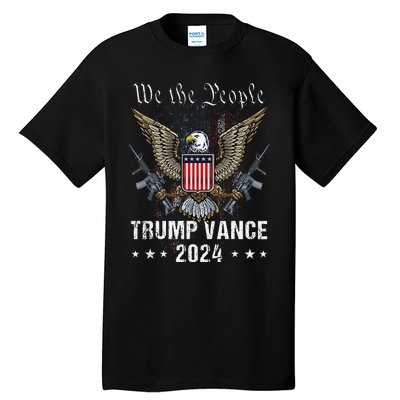 Trump Vance 2024 Us Flag Vintage Election President 2024 Gift Tall T-Shirt