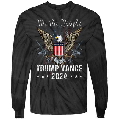 Trump Vance 2024 Us Flag Vintage Election President 2024 Gift Tie-Dye Long Sleeve Shirt