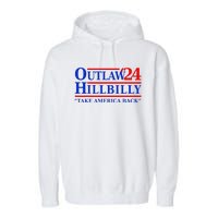 Trump Vance 2024 Outlaw Hillbilly Us Flag Vintage Elections Garment-Dyed Fleece Hoodie