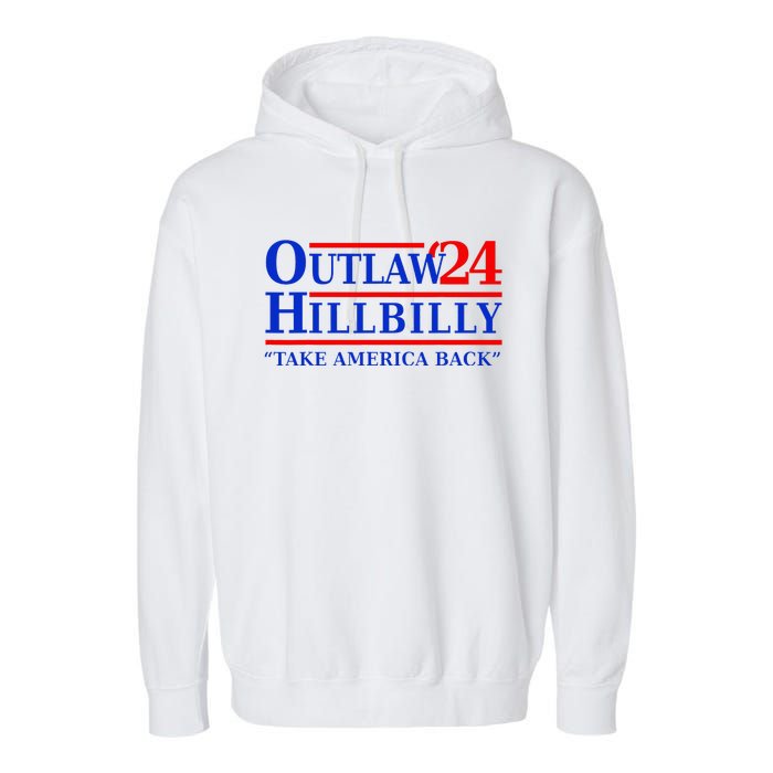 Trump Vance 2024 Outlaw Hillbilly Us Flag Vintage Elections Garment-Dyed Fleece Hoodie