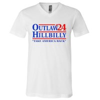 Trump Vance 2024 Outlaw Hillbilly Us Flag Vintage Elections V-Neck T-Shirt