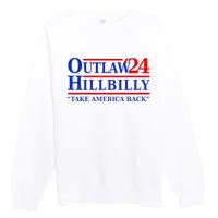 Trump Vance 2024 Outlaw Hillbilly Us Flag Vintage Elections Premium Crewneck Sweatshirt