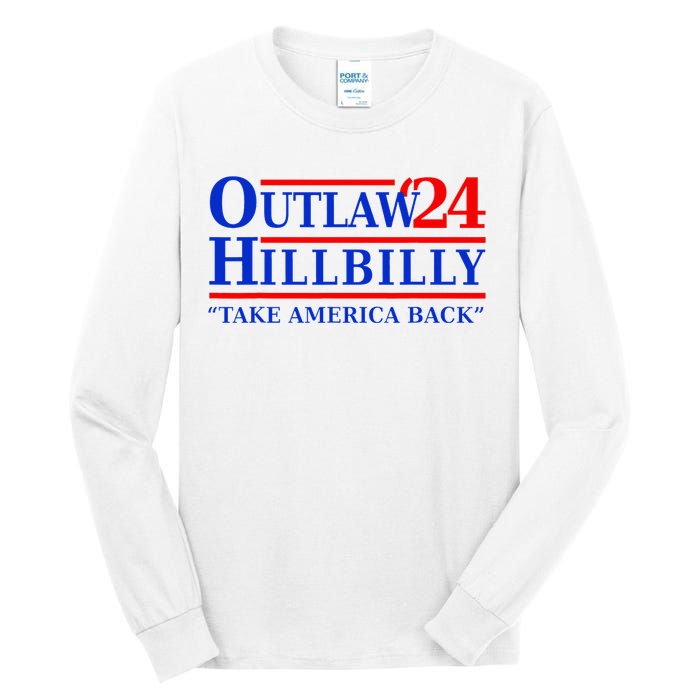 Trump Vance 2024 Outlaw Hillbilly Us Flag Vintage Elections Tall Long Sleeve T-Shirt