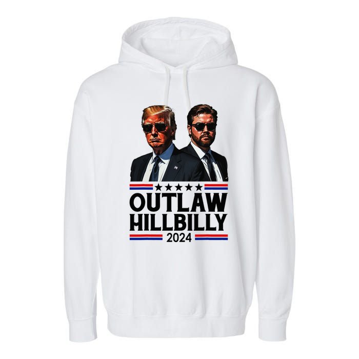 Trump Vance 2024 Outlaw Hillbilly Us Flag Vintage Elections Garment-Dyed Fleece Hoodie