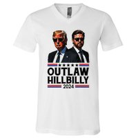 Trump Vance 2024 Outlaw Hillbilly Us Flag Vintage Elections V-Neck T-Shirt