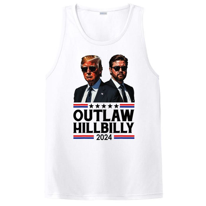 Trump Vance 2024 Outlaw Hillbilly Us Flag Vintage Elections PosiCharge Competitor Tank