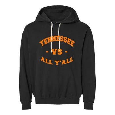 Tennessee Vs All Yall Vintage Style Orange Text Garment-Dyed Fleece Hoodie