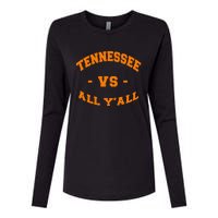 Tennessee Vs All Yall Vintage Style Orange Text Womens Cotton Relaxed Long Sleeve T-Shirt