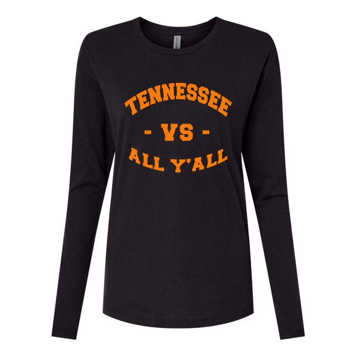 Tennessee Vs All Yall Vintage Style Orange Text Womens Cotton Relaxed Long Sleeve T-Shirt