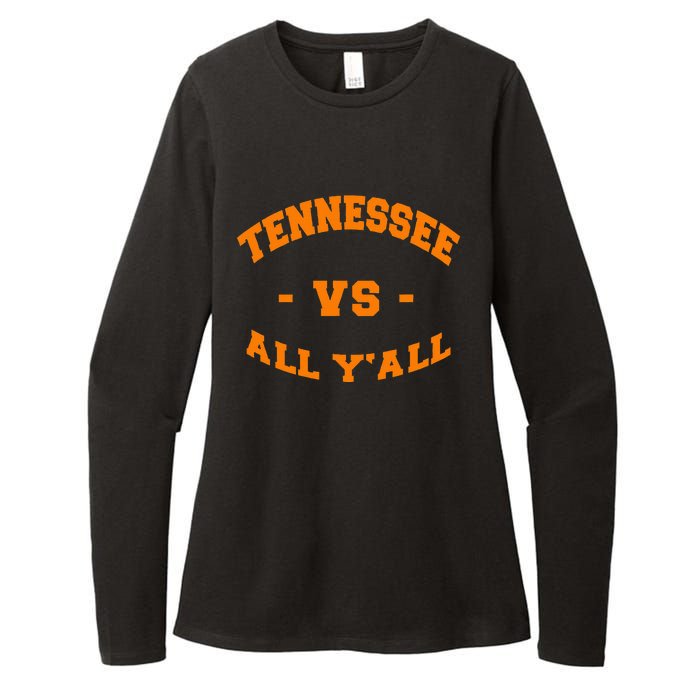 Tennessee Vs All Yall Vintage Style Orange Text Womens CVC Long Sleeve Shirt