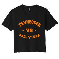 Tennessee Vs All Yall Vintage Style Orange Text Women's Crop Top Tee