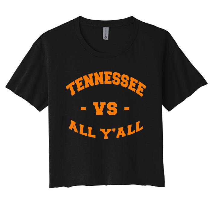 Tennessee Vs All Yall Vintage Style Orange Text Women's Crop Top Tee