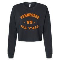 Tennessee Vs All Yall Vintage Style Orange Text Cropped Pullover Crew