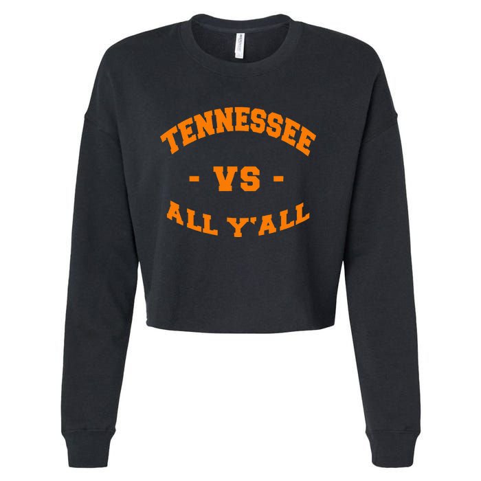 Tennessee Vs All Yall Vintage Style Orange Text Cropped Pullover Crew