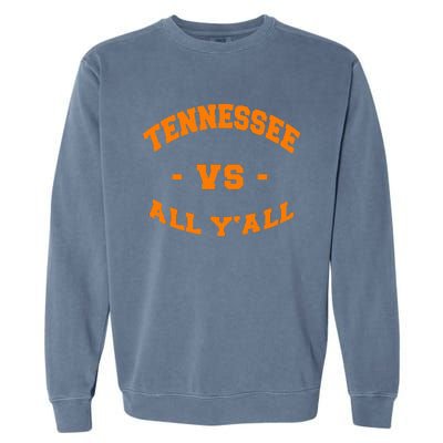 Tennessee Vs All Yall Vintage Style Orange Text Garment-Dyed Sweatshirt