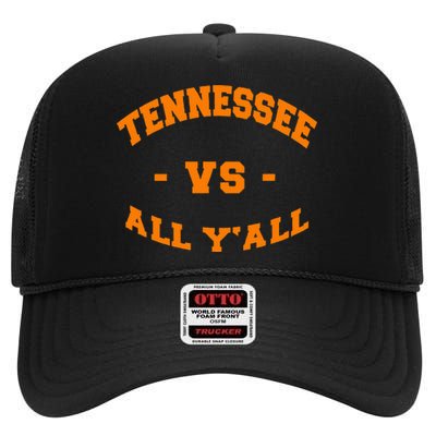 Tennessee Vs All Yall Vintage Style Orange Text High Crown Mesh Back Trucker Hat