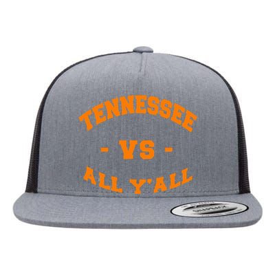 Tennessee Vs All Yall Vintage Style Orange Text Flat Bill Trucker Hat