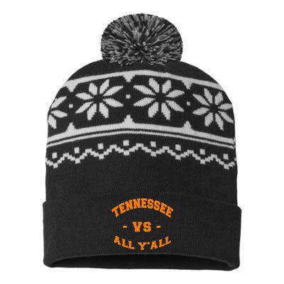 Tennessee Vs All Yall Vintage Style Orange Text USA-Made Snowflake Beanie