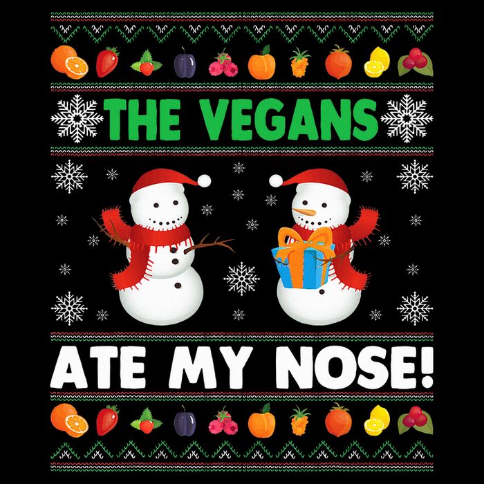 The Vegans Ate My Nose Ugly Christmas Sweater Design Flexfit Unipanel Trucker Cap