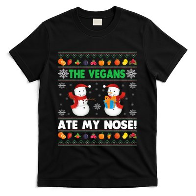 The Vegans Ate My Nose Ugly Christmas Sweater Design T-Shirt