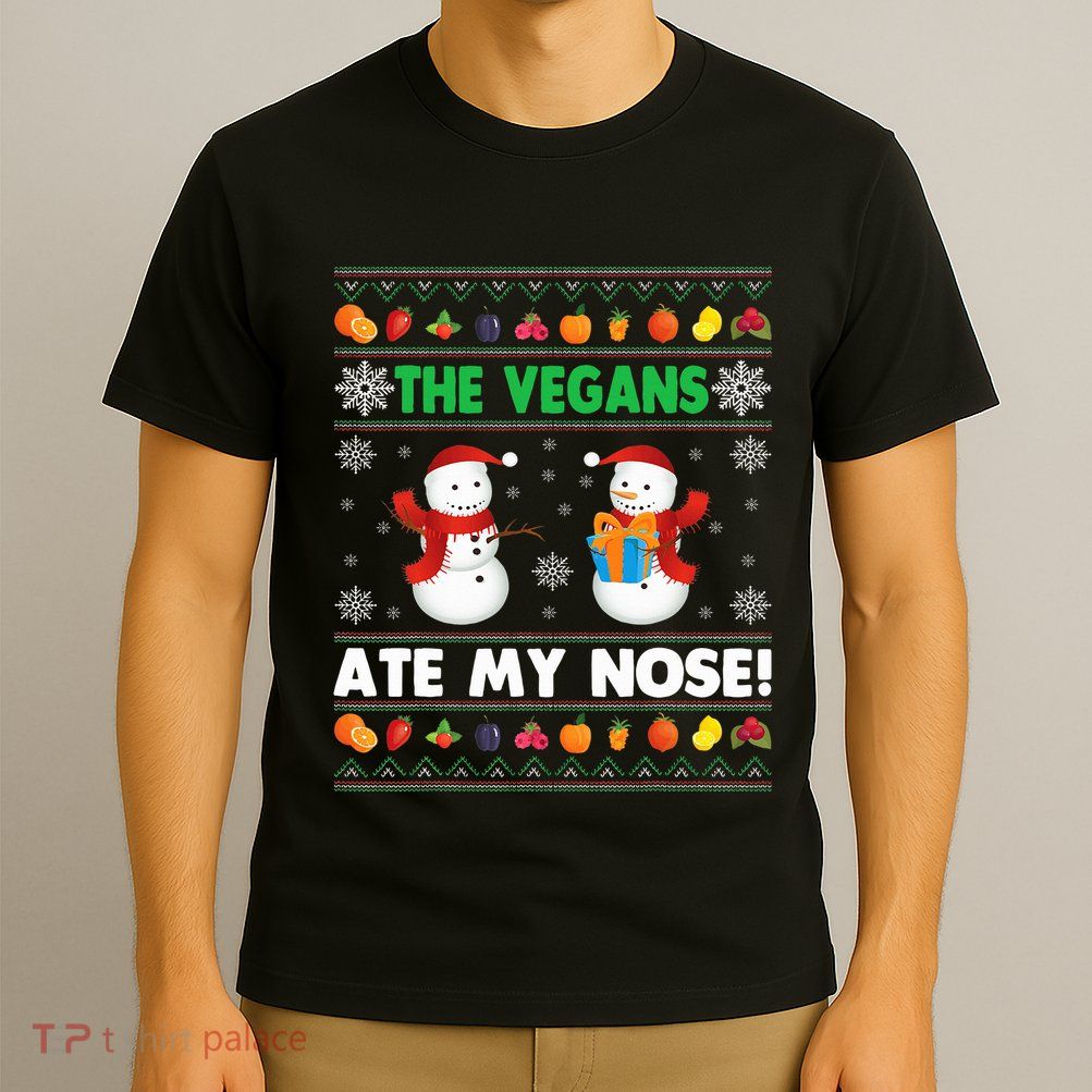 The Vegans Ate My Nose Ugly Christmas Sweater Design T-Shirt