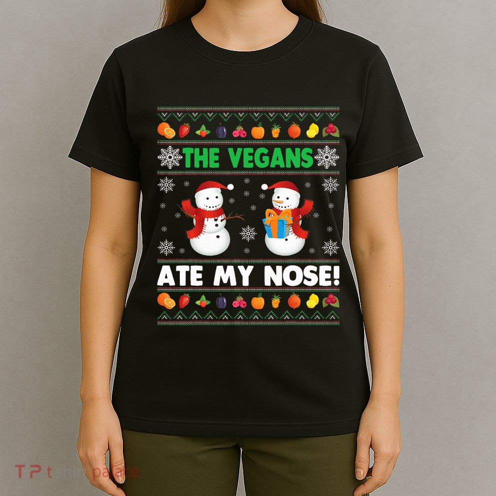 The Vegans Ate My Nose Ugly Christmas Sweater Design T-Shirt