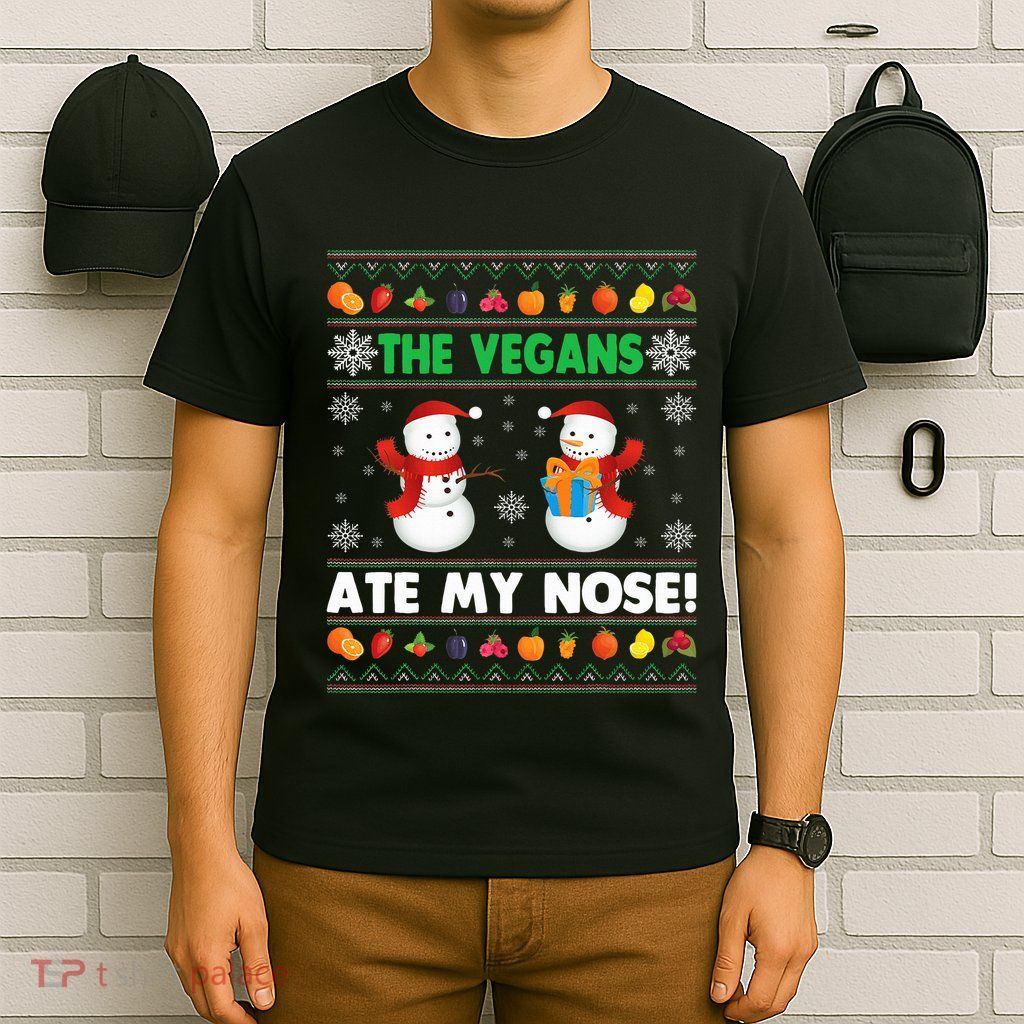 The Vegans Ate My Nose Ugly Christmas Sweater Design T-Shirt