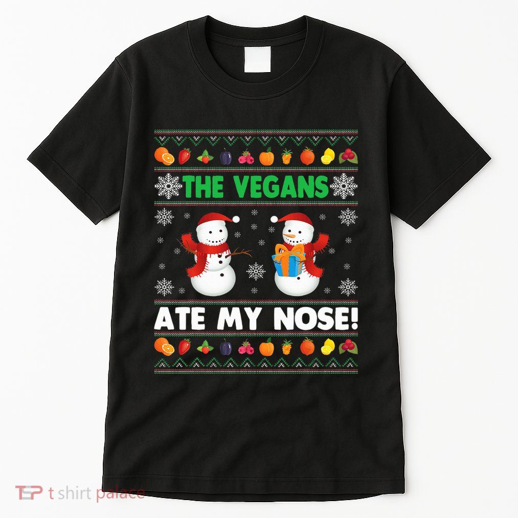 The Vegans Ate My Nose Ugly Christmas Sweater Design Tall T-Shirt