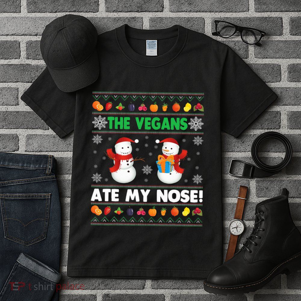 The Vegans Ate My Nose Ugly Christmas Sweater Design Tall T-Shirt