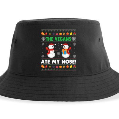 The Vegans Ate My Nose Ugly Christmas Sweater Design Sustainable Bucket Hat