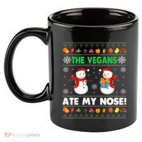 The Vegans Ate My Nose Ugly Christmas Sweater Design 11oz C Handle Ceramic Mug