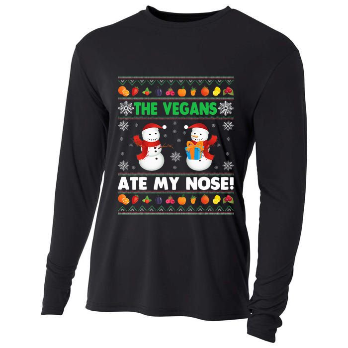The Vegans Ate My Nose Ugly Christmas Sweater Design Cooling Performance Long Sleeve Crew