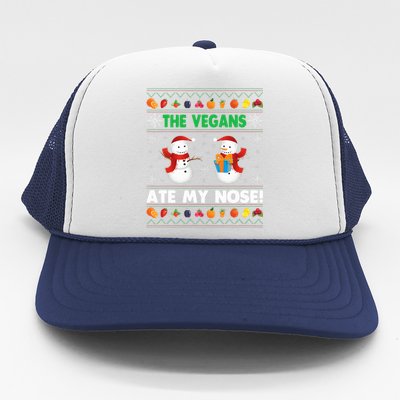 The Vegans Ate My Nose Ugly Christmas Sweater Design Trucker Hat