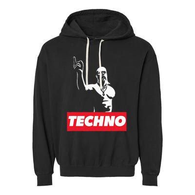 Techno Viking Art For Raver Dj Hard Techno Party Festival Garment-Dyed Fleece Hoodie