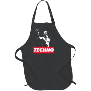 Techno Viking Art For Raver Dj Hard Techno Party Festival Full-Length Apron With Pockets