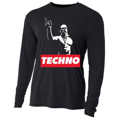 Techno Viking Art For Raver Dj Hard Techno Party Festival Cooling Performance Long Sleeve Crew