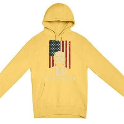 Trump Vintage America Flag Trump 2024 Gift Premium Pullover Hoodie