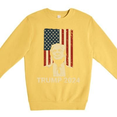 Trump Vintage America Flag Trump 2024 Gift Premium Crewneck Sweatshirt