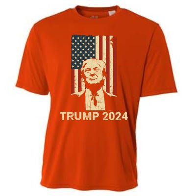 Trump Vintage America Flag Trump 2024 Gift Cooling Performance Crew T-Shirt