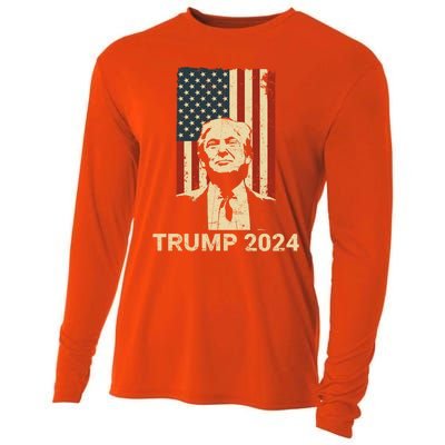 Trump Vintage America Flag Trump 2024 Gift Cooling Performance Long Sleeve Crew