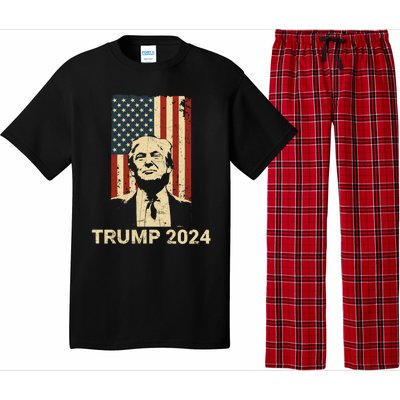 Trump Vintage America Flag Trump 2024 Gift Pajama Set