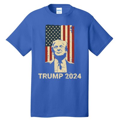 Trump Vintage America Flag Trump 2024 Gift Tall T-Shirt