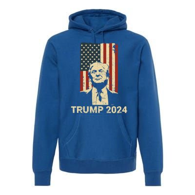 Trump Vintage America Flag Trump 2024 Gift Premium Hoodie