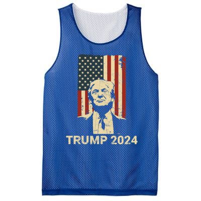 Trump Vintage America Flag Trump 2024 Gift Mesh Reversible Basketball Jersey Tank